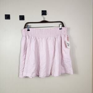 Open Edit Skirt Mini Smocked Waist A Line Skirt in Dusty Pink Size L